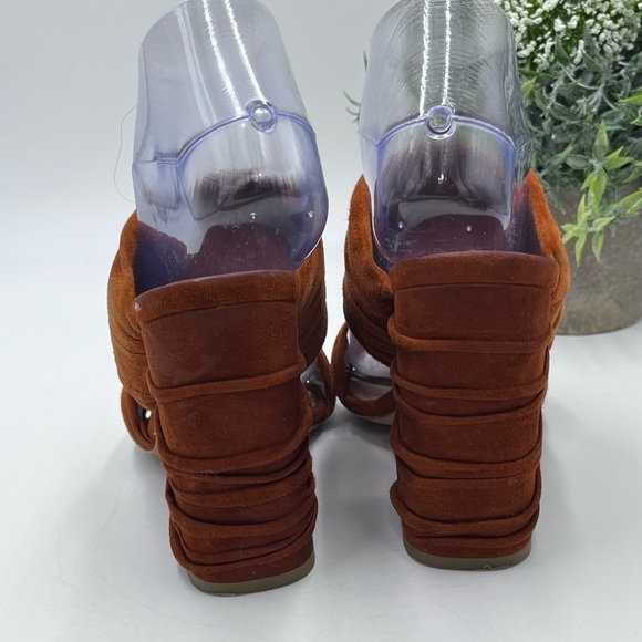 Laurence Dacade Paris Rona Ruched Suede Slide Rust cinnamon Sandals Sz 37.5/US 7 - Picture 5 of 16
